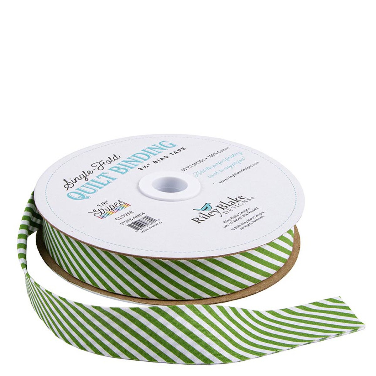 Single-Fold Quilt Binding - 1/8" Stripe - Clover