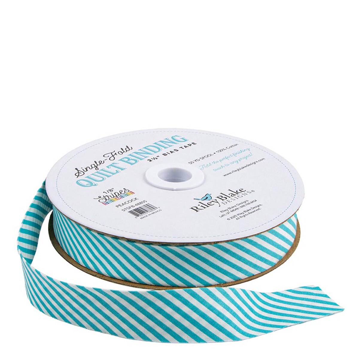 Single-Fold Quilt Binding - 1/8" Stripe - Peacock