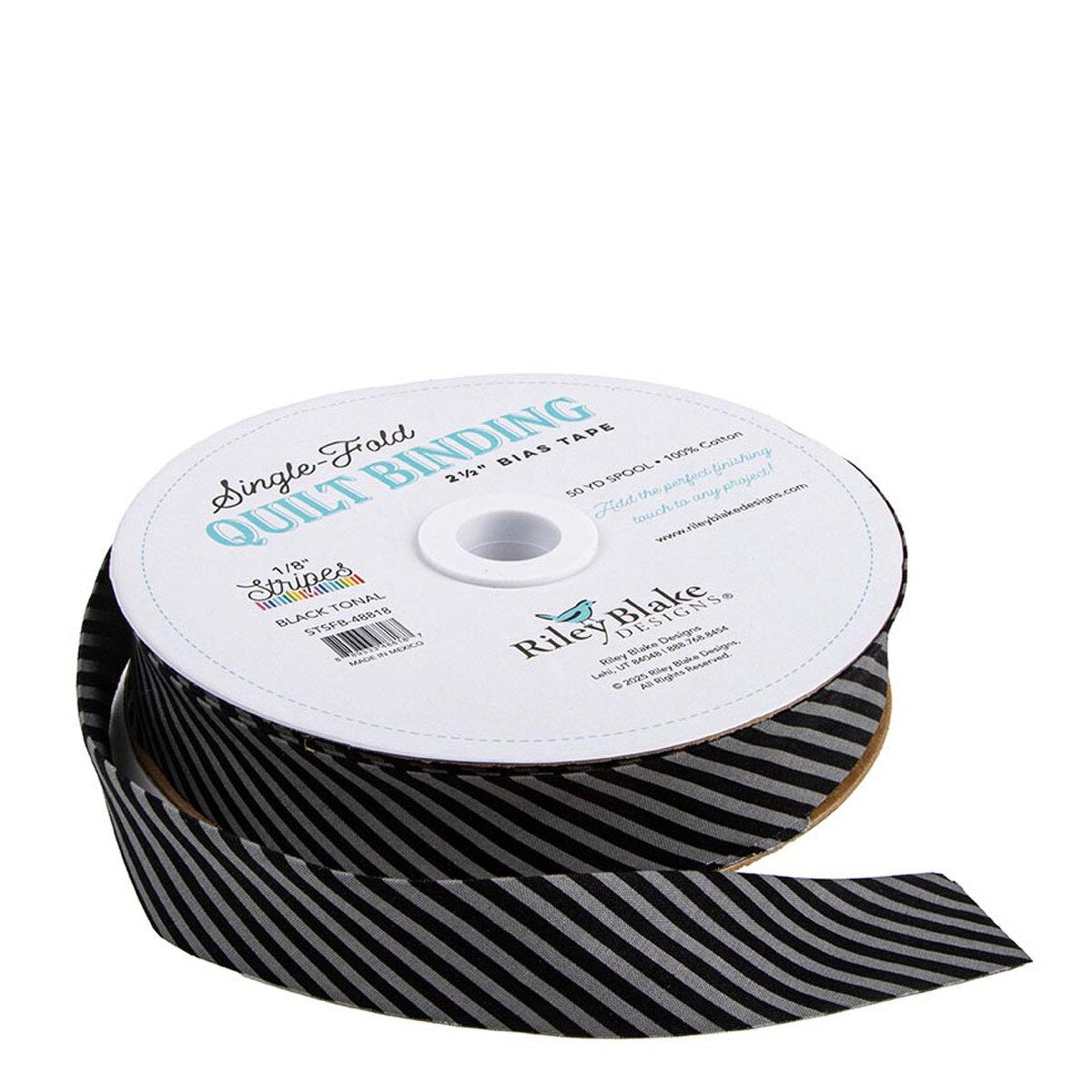 Single-Fold Quilt Binding - 1/8" Stripe - Tonal Stripe Black