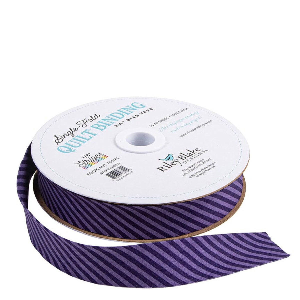 Single-Fold Quilt Binding - 1/8" Stripe - Tonal Stripe Eggplant