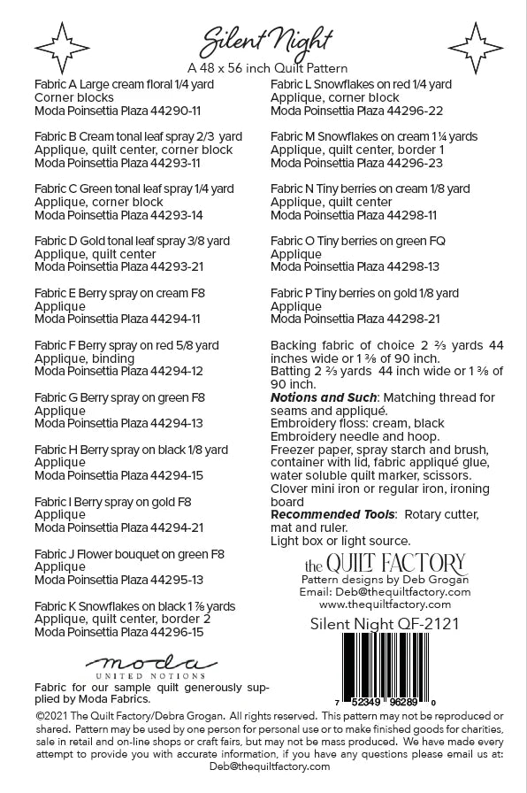 Silent Night Quilt Pattern - The Quilt Factory