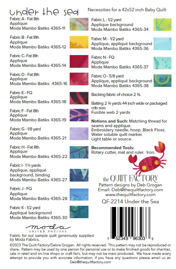 Under The Sea Quilt Pattern - The Quilt Factory