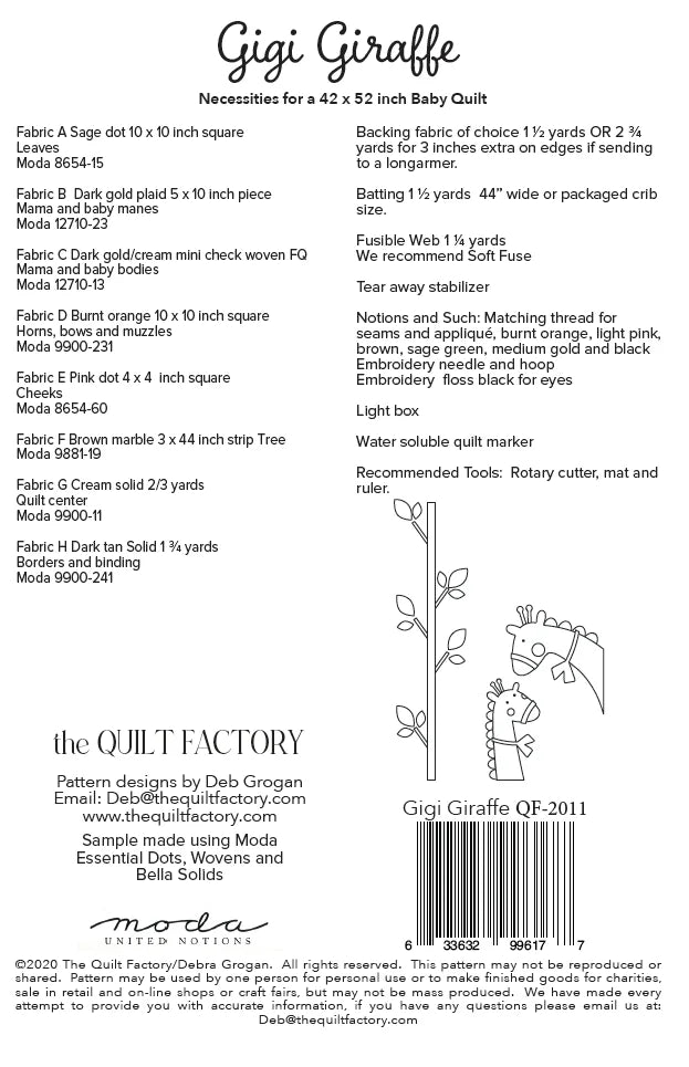 Gigi Giraffe Quilt Pattern - The Quilt Factory