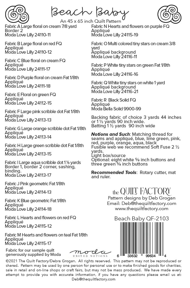 Beach Baby Quilt Pattern - The Quilt Factory