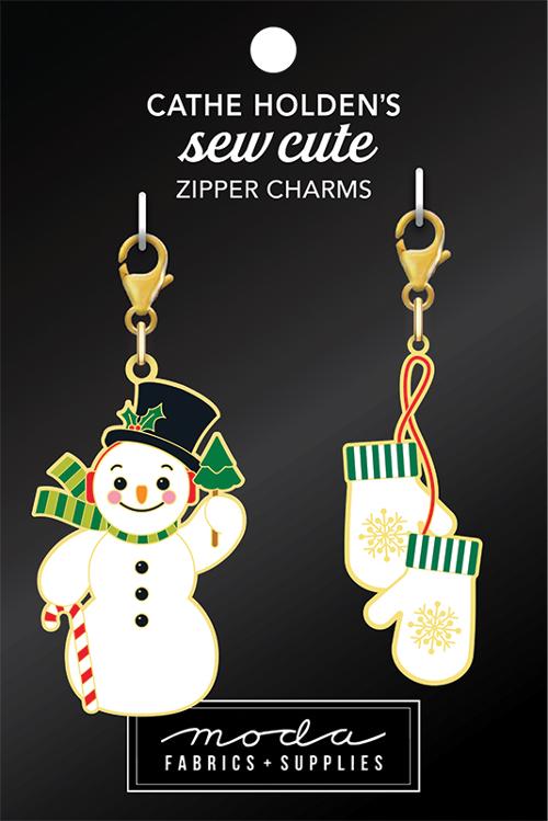 Cathe Holden Zipper Charm - Snowman and Mittens Zipper 2ct