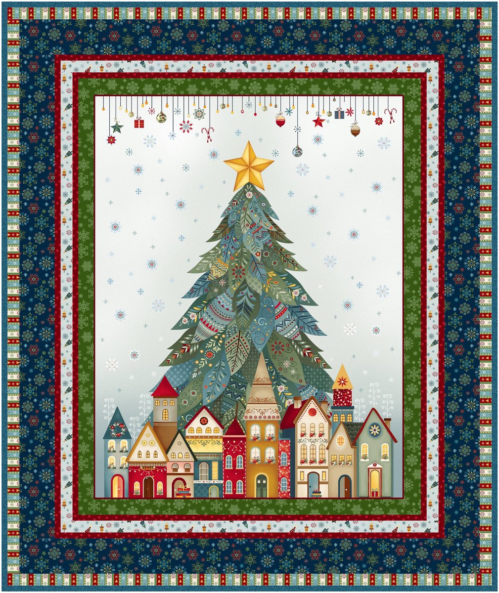 Snowy Night Quilt Kit featuring Nordic Holiday Village