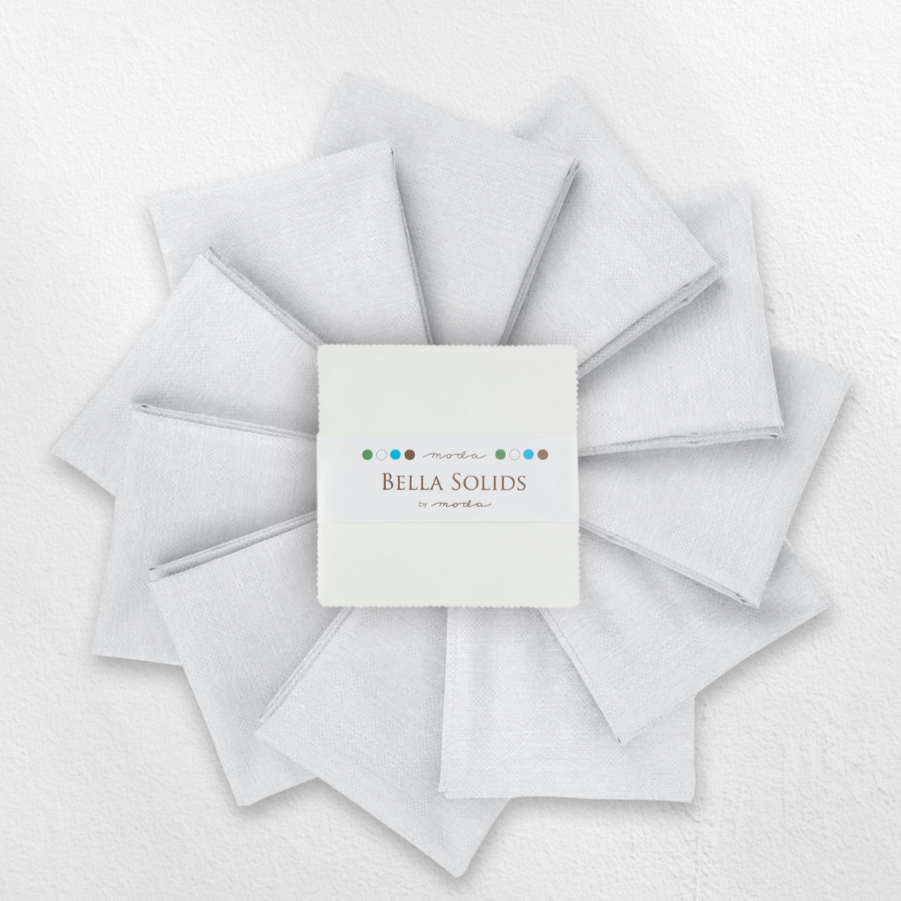 Bella Solids - White - 5" Charm Pack