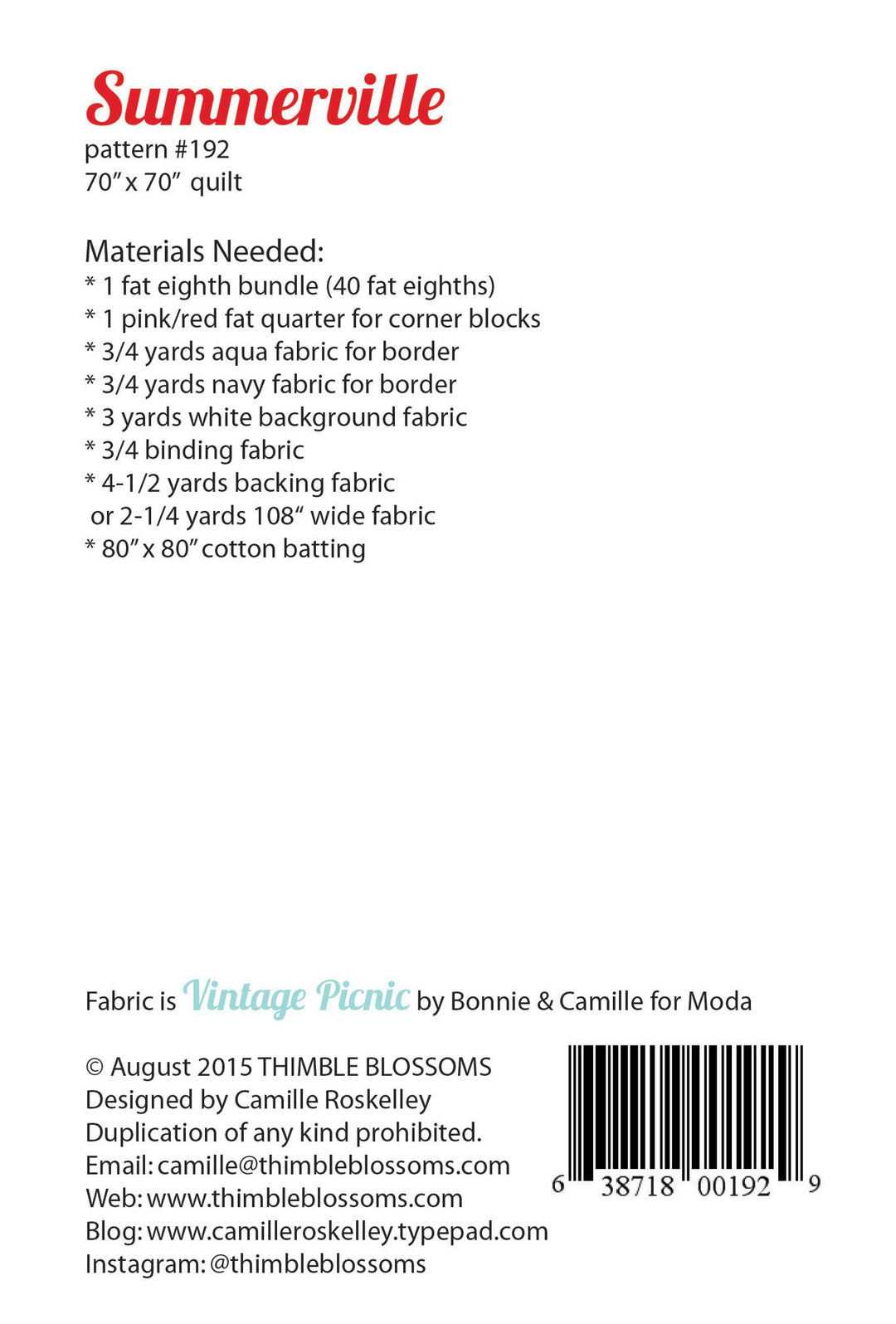 Summerville Quilt Pattern