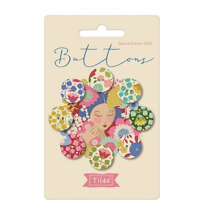 Tilda - Wallflower Buttons 16mm - 8pcs - Red/Green