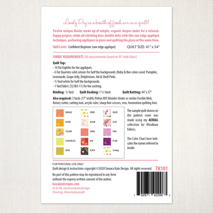 Lovely Day Quilt Pattern - Tamara Kate Design