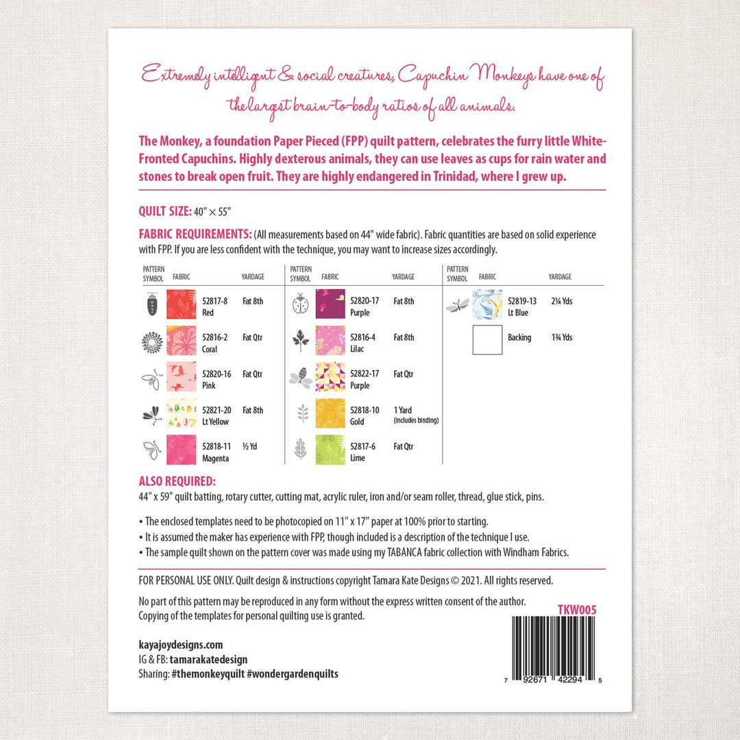 The Monkey Quilt Pattern