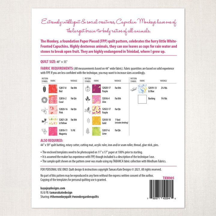 The Monkey Quilt Pattern