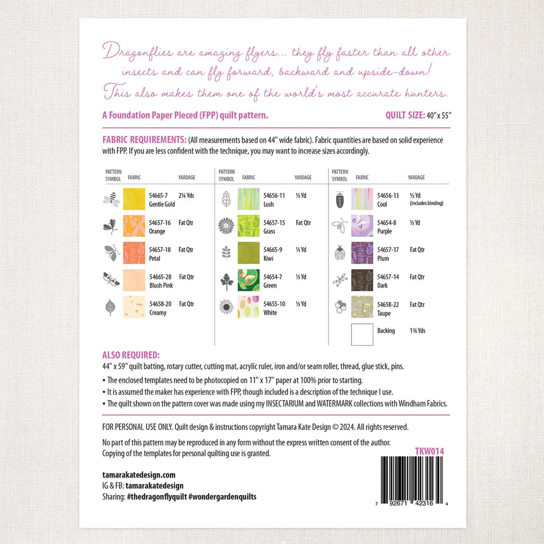 The Dragonfly Quilt Pattern - Tamara Kate Design