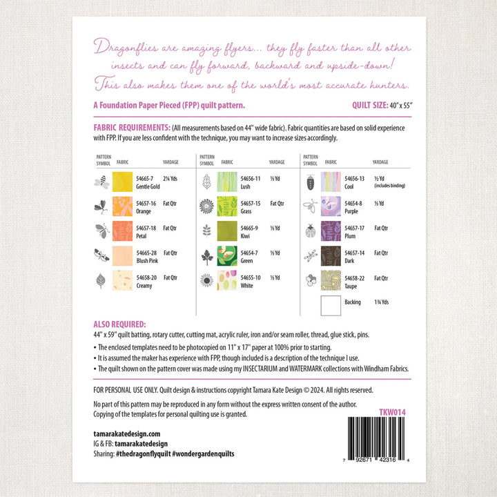 The Dragonfly Quilt Pattern - Tamara Kate Design