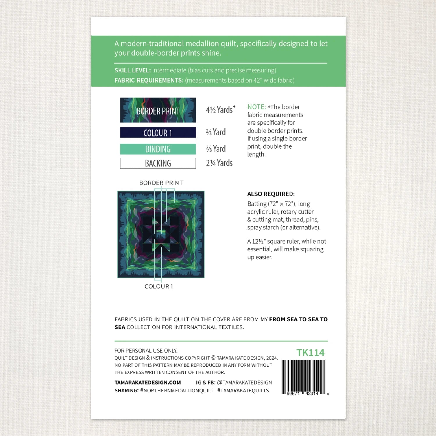 Northern Medallion Quilt Pattern - Tamara Kate Designs