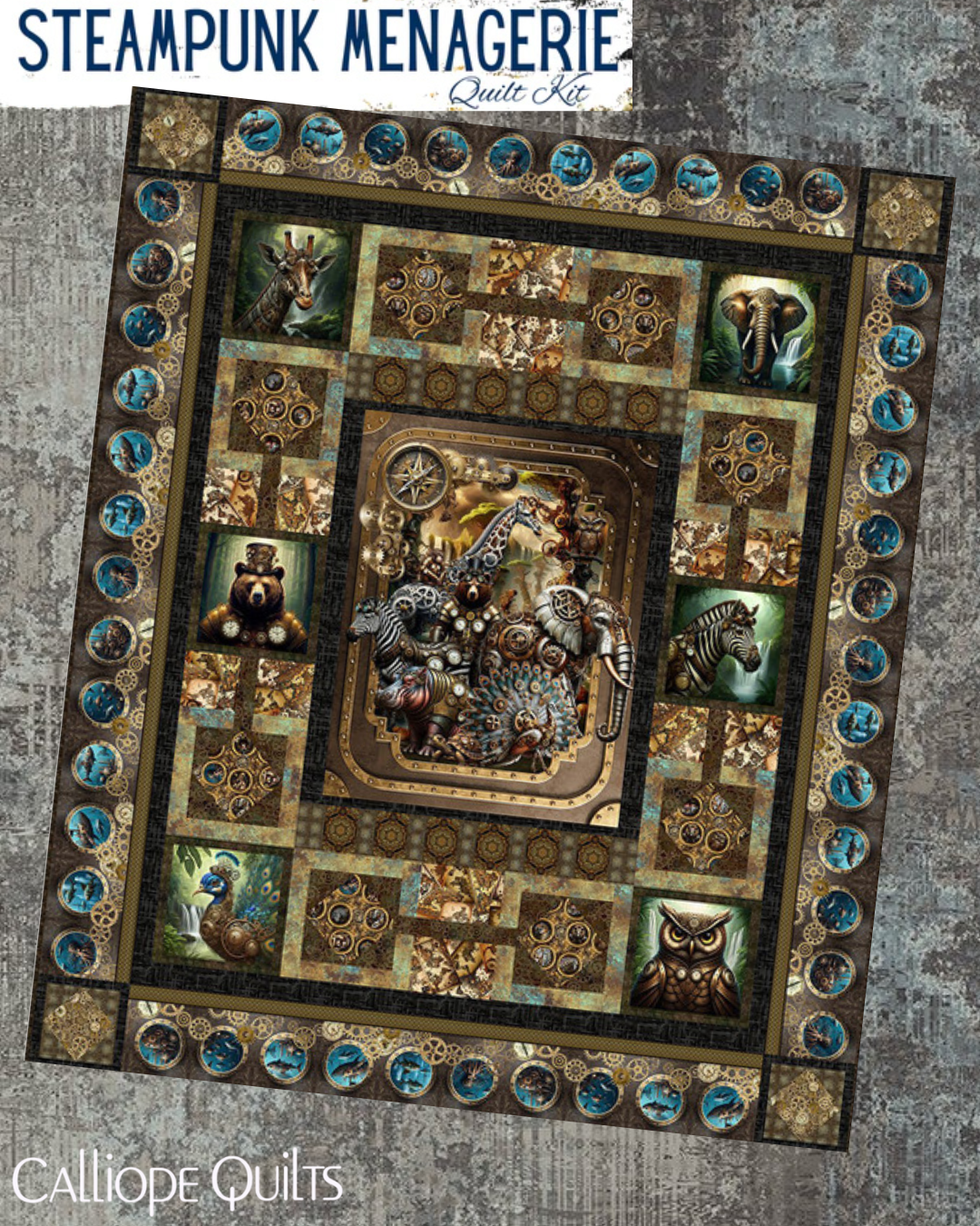 Steampunk Menagerie Quilt Kit
