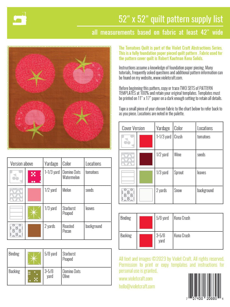 The Tomatoes Quilt Pattern