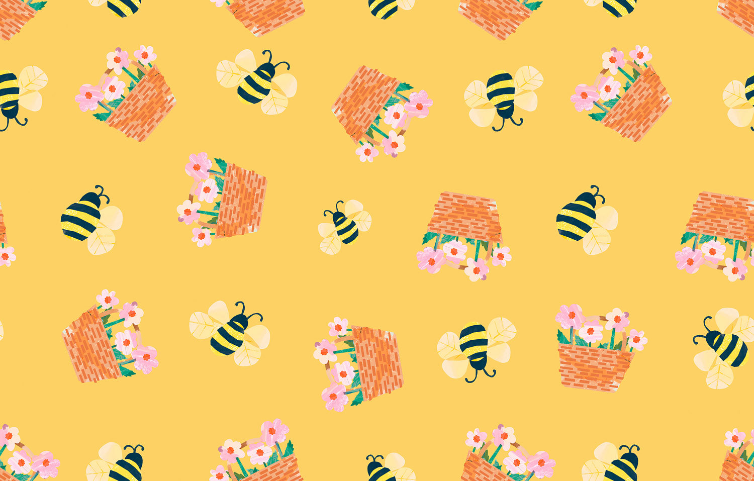 Flower Market - Flower Baskets - Honey - WB072