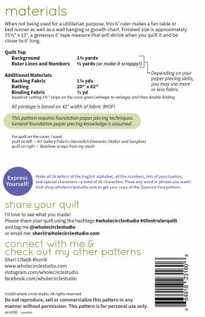 6 Foot Ruler Quilt Pattern - Whole Circle Studio