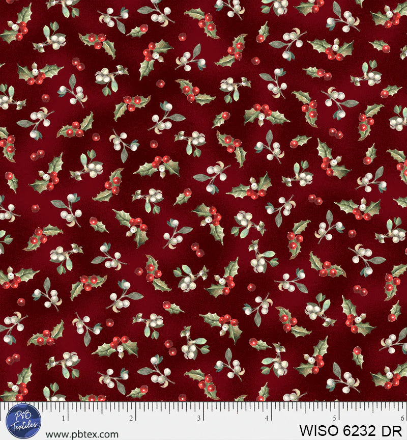 Winter Song - Tossed Holly and Berries - Dark Red - WISO06232DR
