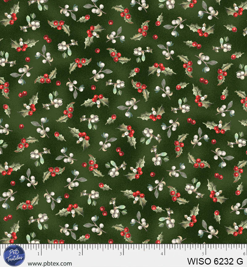 Winter Song - Tossed Holly and Berries - Green - WISO06232G