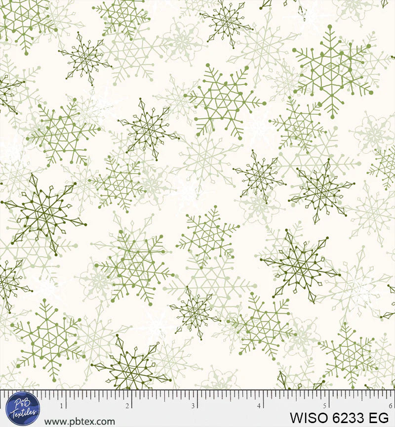 Winter Song - Layered Snowflakes - White/Evergreen - WISO06233EG