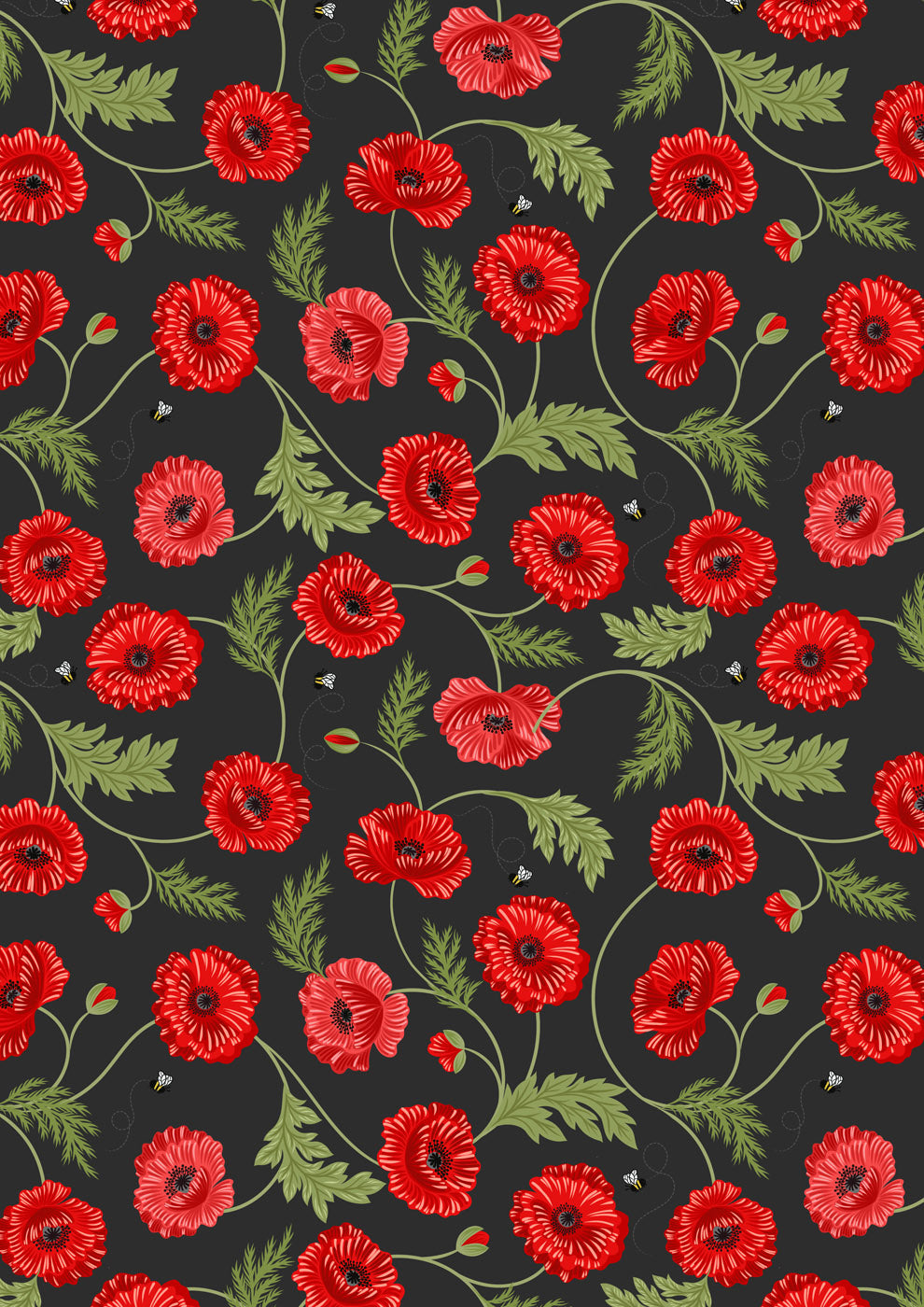 Poppies wide width - WW24 - Lewis and Irene - 108" Wide Back