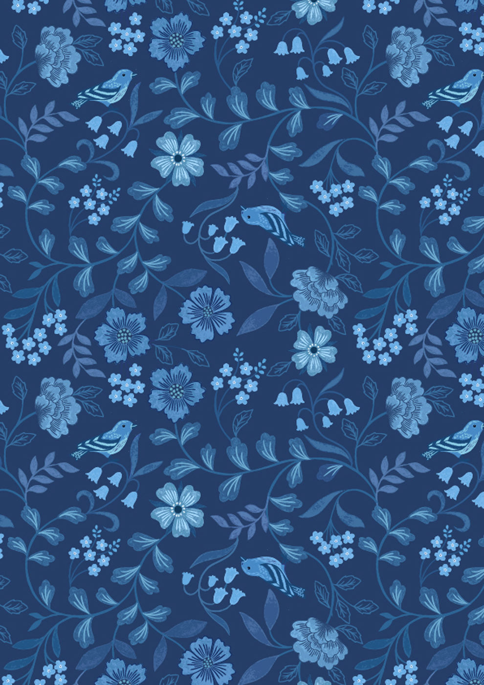 Brensham blue floral wide width - WW27 - Lewis and Irene - 108" Wide Back