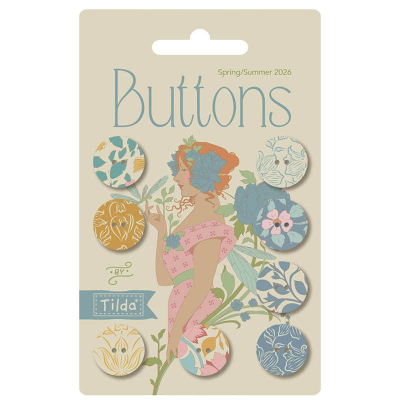 Tilda - Songbird - Blue/Yellow - 16mm Buttons