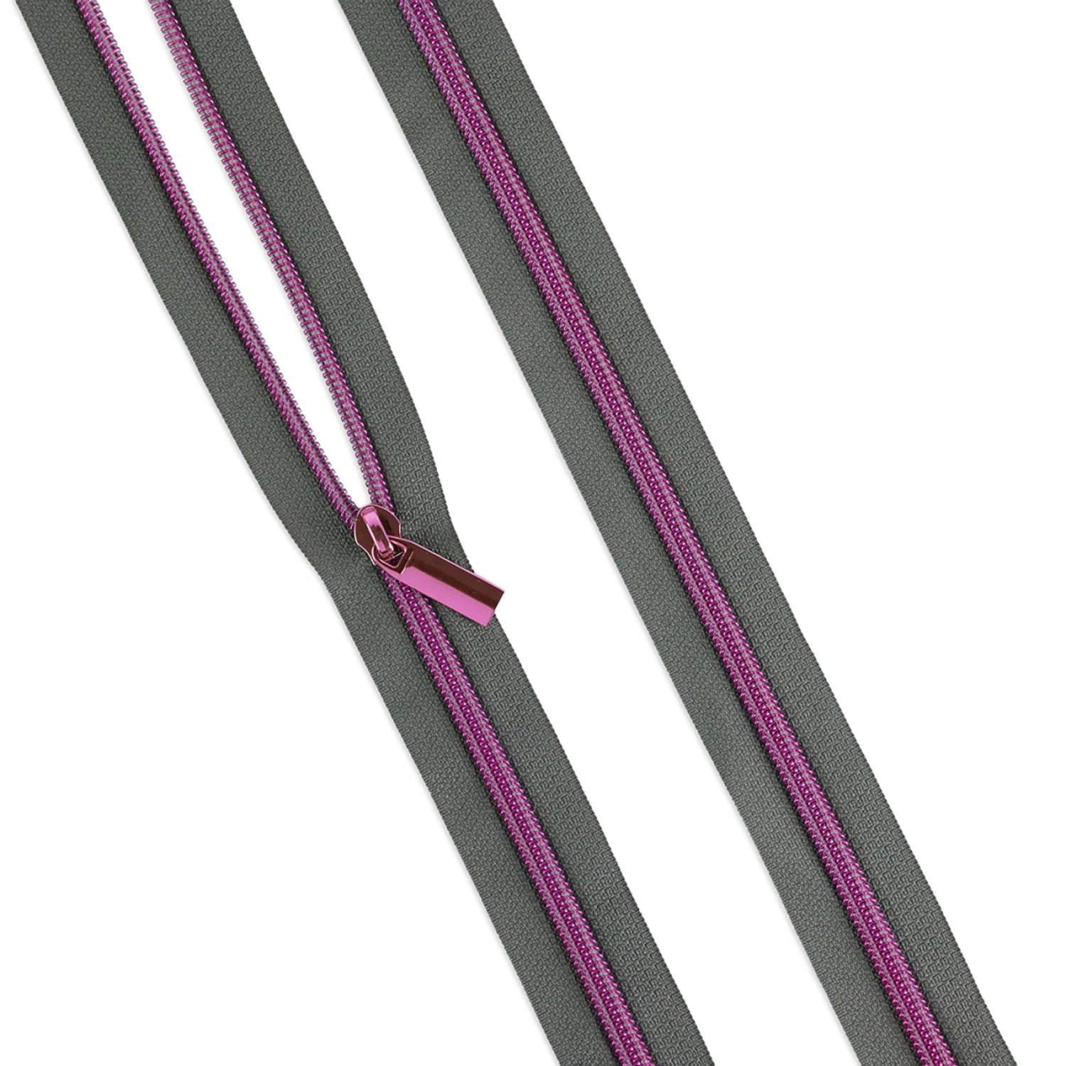 Tula Pink - #5 Nylon Zipper - 3yds/9 pulls - Grey