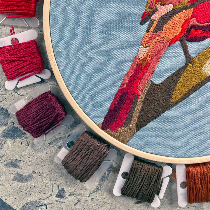 DIY Embroidery and Beadwork Kit - Cardinal (8")