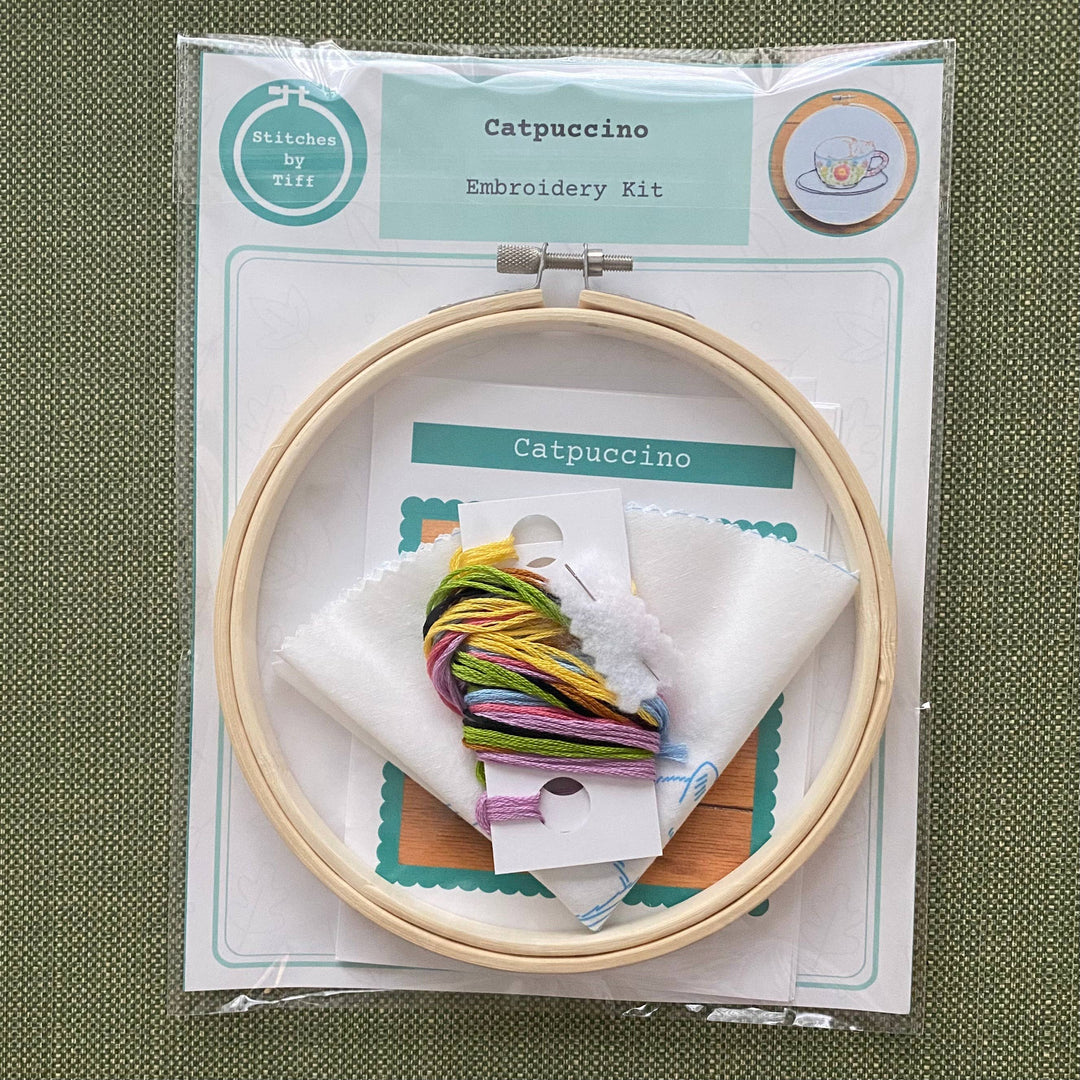 Catpuccino Craft DIY Coffee Cat Embroidery Kit