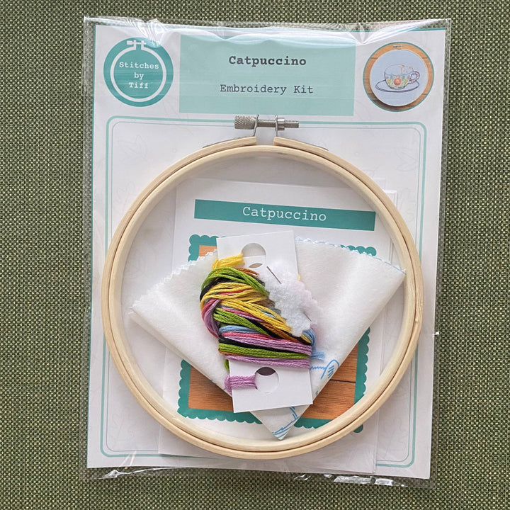 Catpuccino Craft DIY Coffee Cat Embroidery Kit