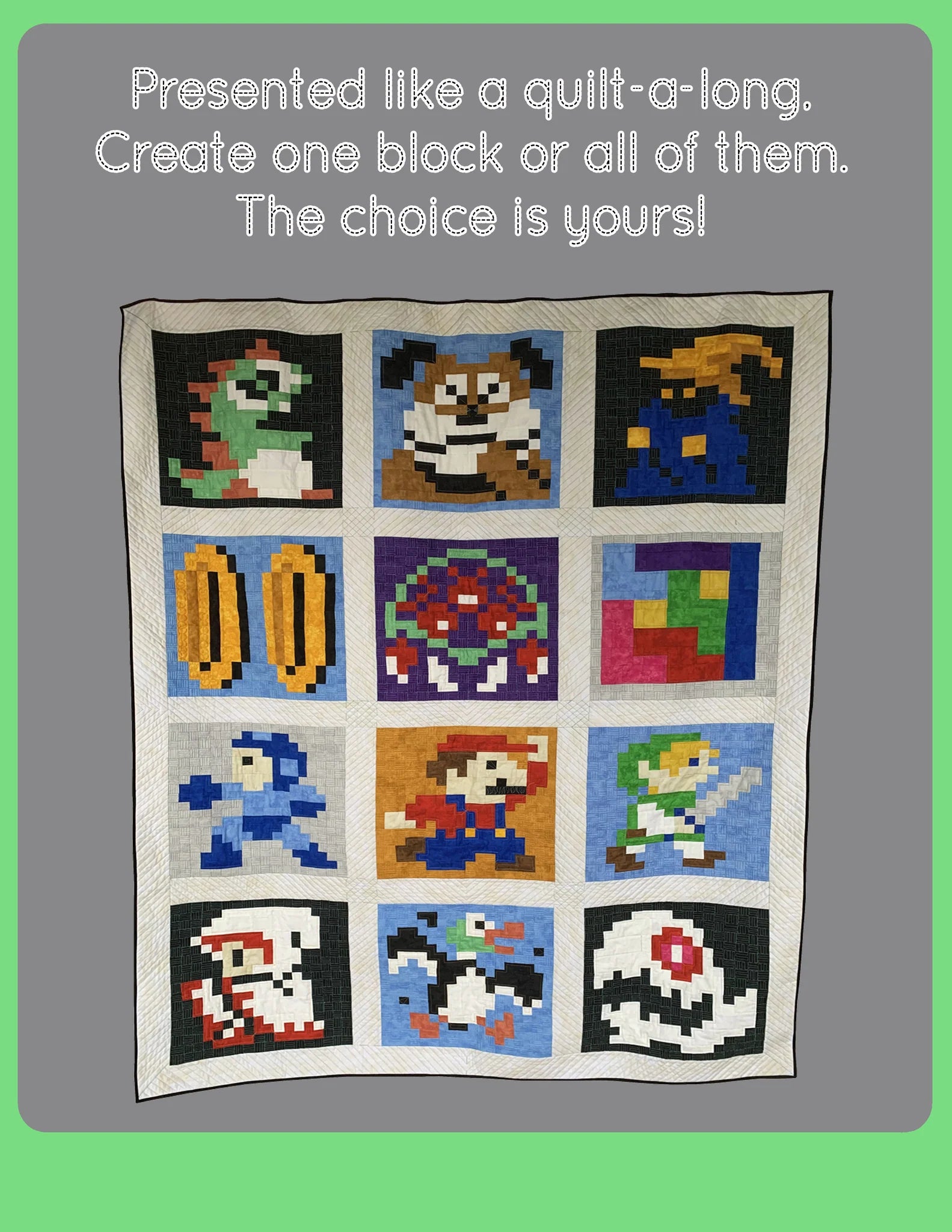 Retro Gaming Revival Quilt: A 12 Block Video Game Themed Book - Quiltoni