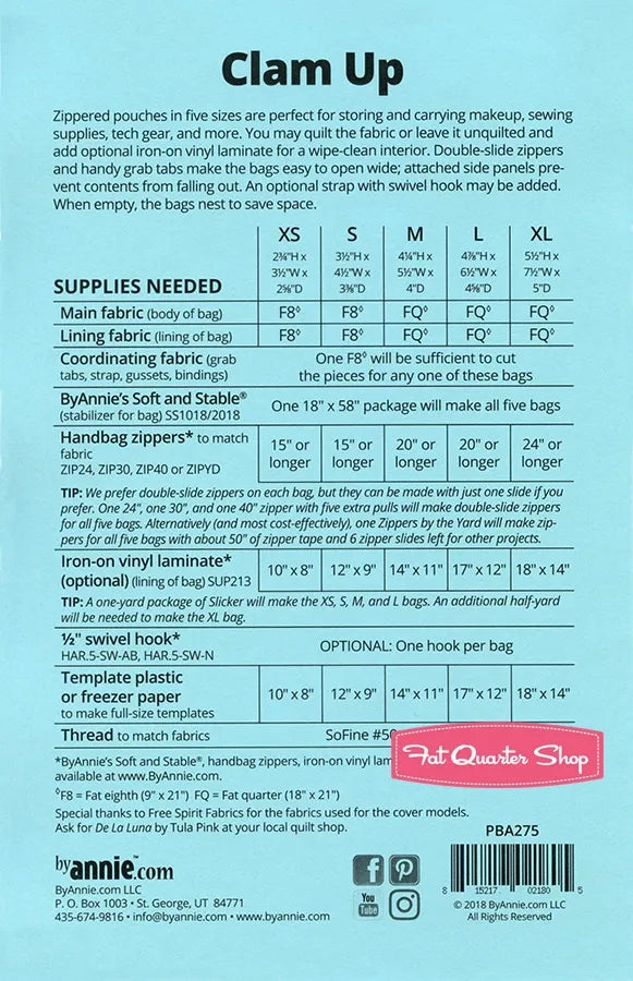 Clam Up Sewing Pattern