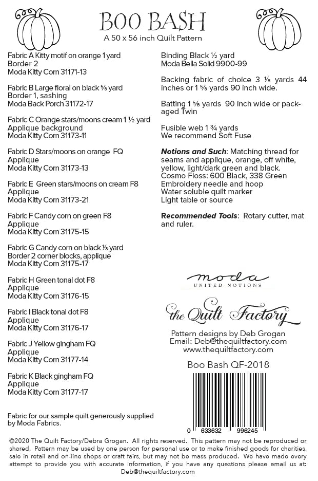 Boo Bash Quilt Pattern - The Quilt Factory