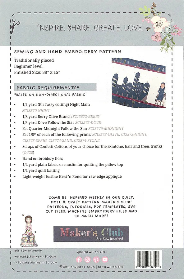 No Room at the Inn Bench Pillow / Machine Embroidery