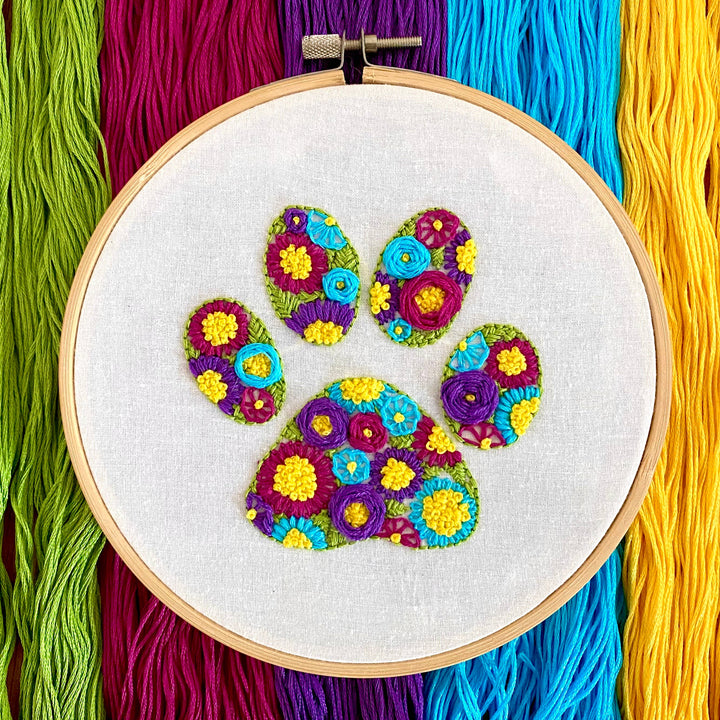 Flower Paw-er Cat and Dog Paw Craft DIY Embroidery Kit