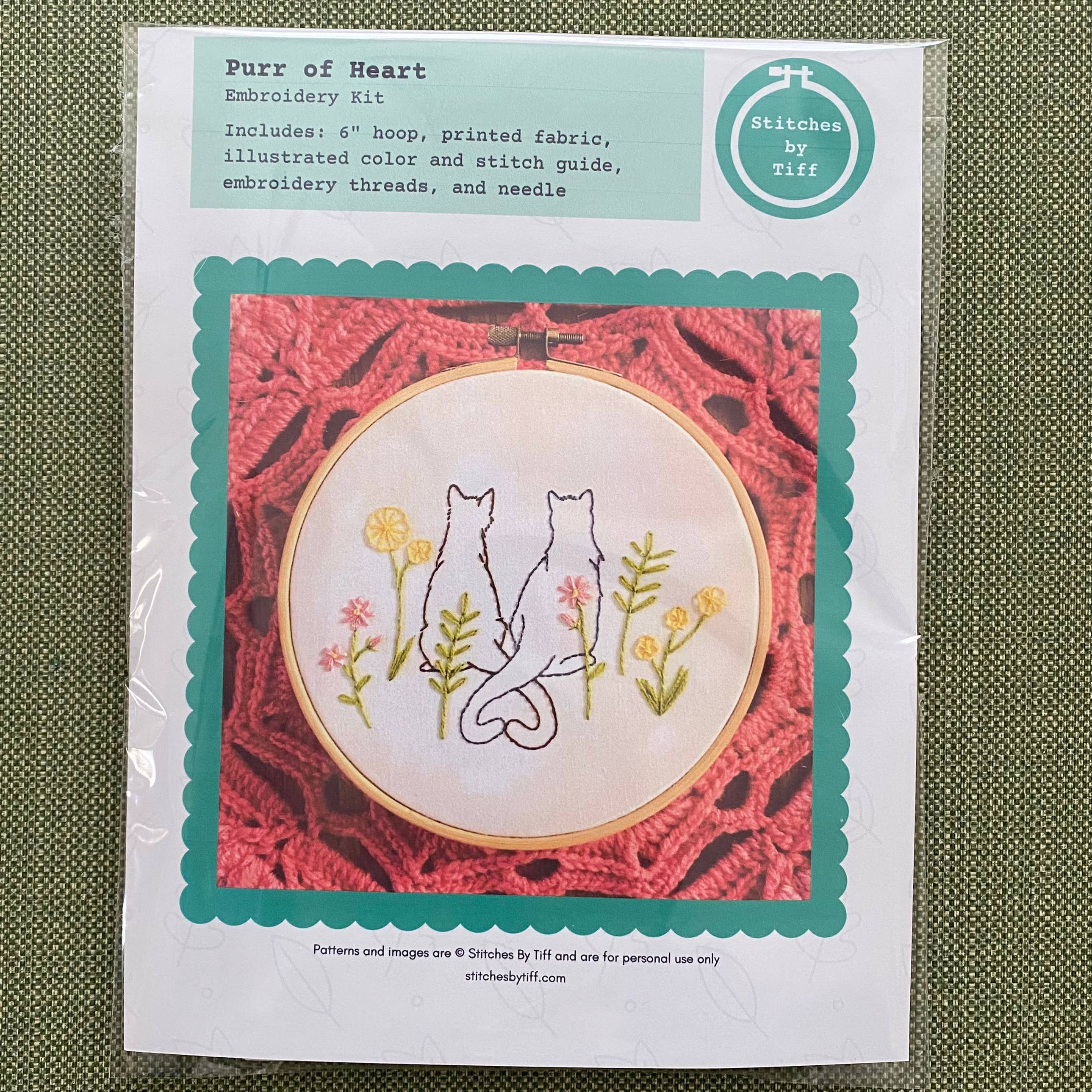 Purr of Heart Cat Craft DIY Embroidery Kit