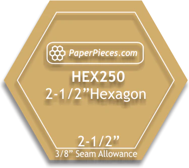 Paper Pieces - 2-1/2" Hexagon Acrylic Template