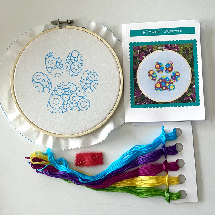 Flower Paw-er Cat and Dog Paw Craft DIY Embroidery Kit