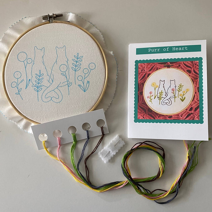 Purr of Heart Cat Craft DIY Embroidery Kit