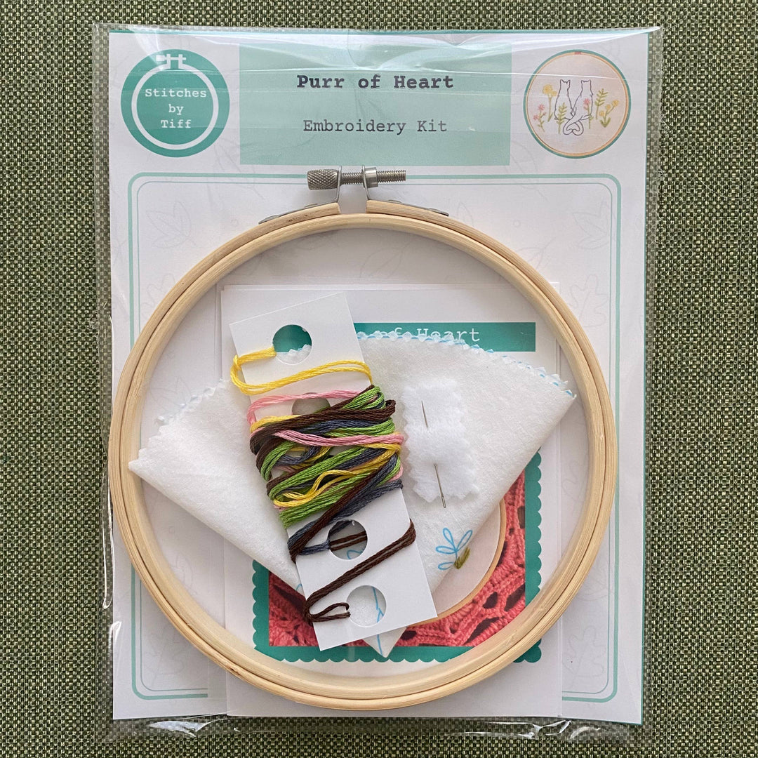 Purr of Heart Cat Craft DIY Embroidery Kit