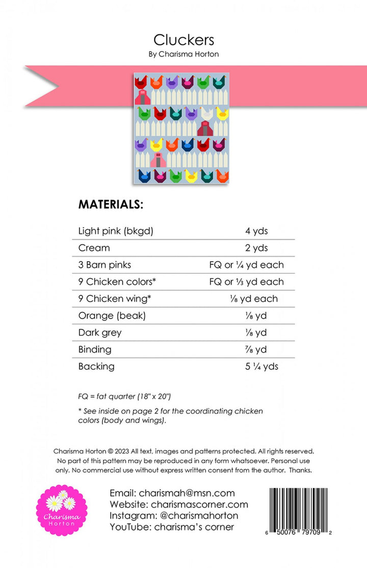 Cluckers Quilt Pattern - Charisma Horton