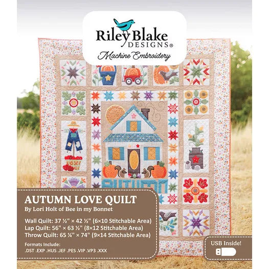 Autumn Love Quilt Projects - Machine Embroidery USB