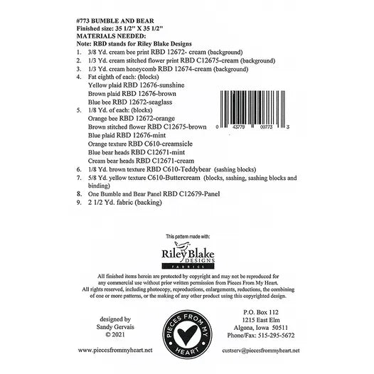 Bumble and Bear Quilt Pattern