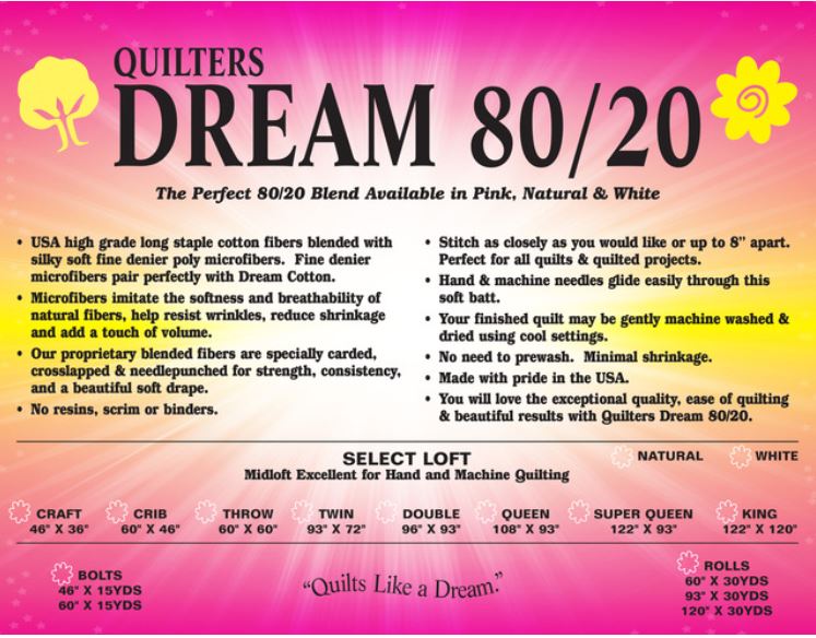 Quilter's Dream 80/20 Batting - WHITE