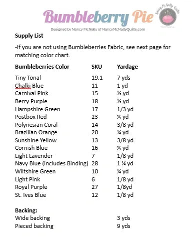 Bumbleberry Pie Quilt Pattern - Nancy McNally
