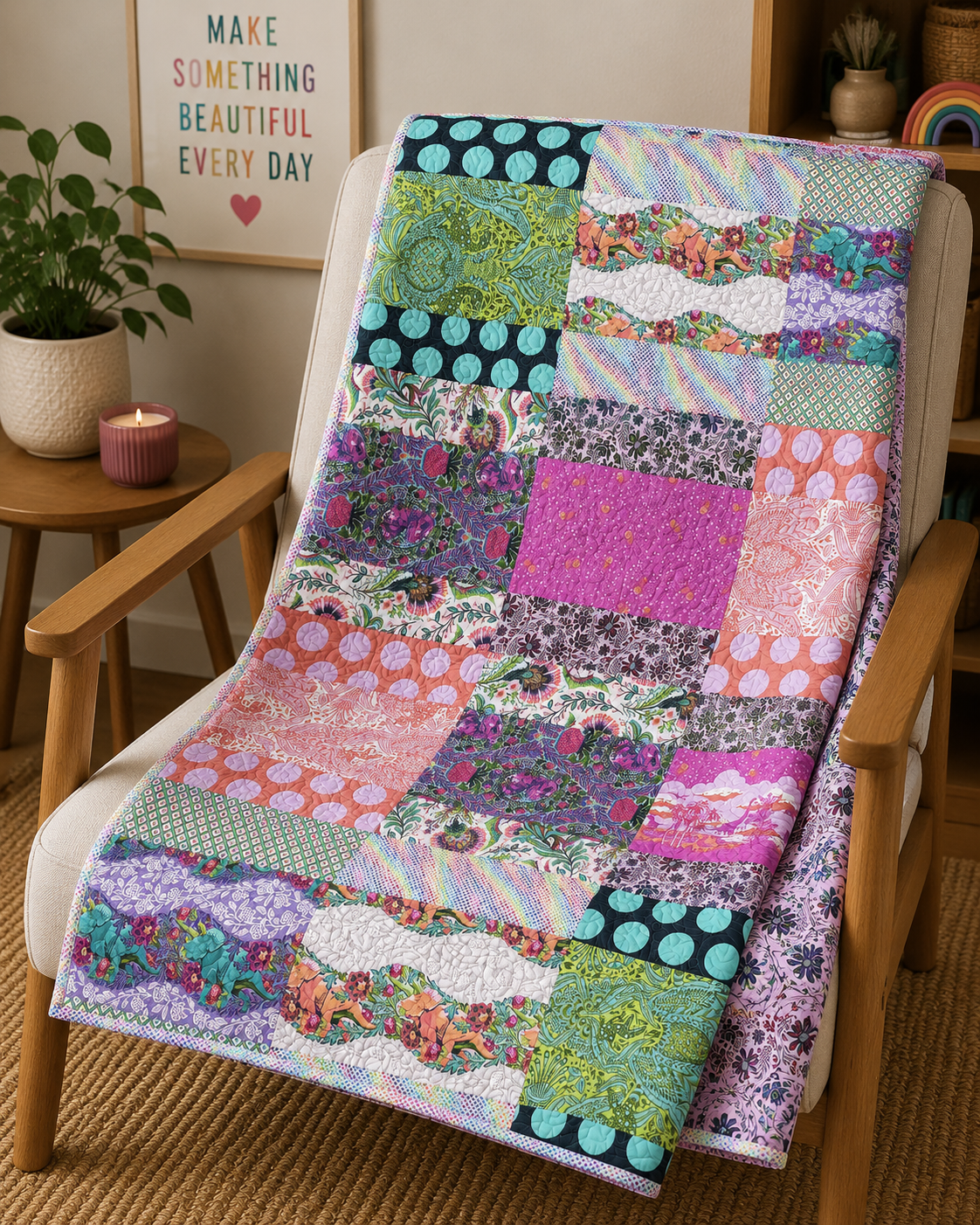 Finished Quilt: Tula Blocks Throw Quilt