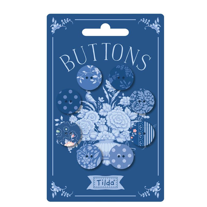 Tilda - Something Blue - 20mm Buttons - 8pc - Dark